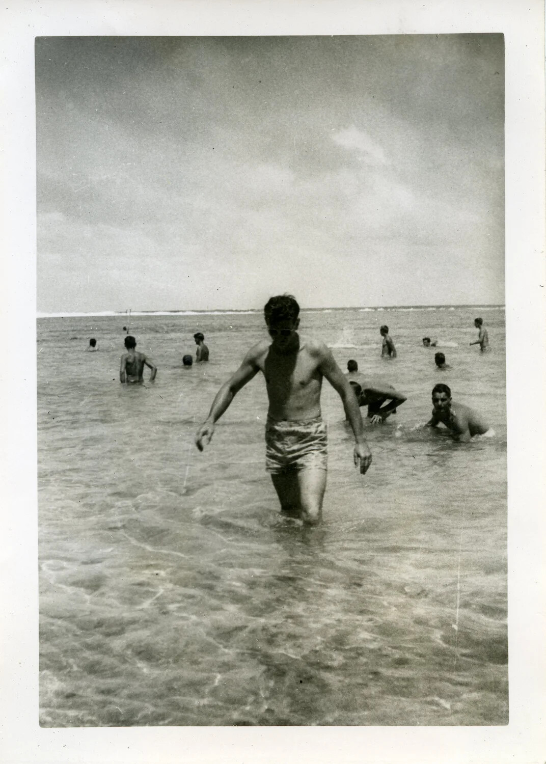 U.S. Navy Personnel of Squadron VR-6 Swimming at a Beach Near Agana, Guam