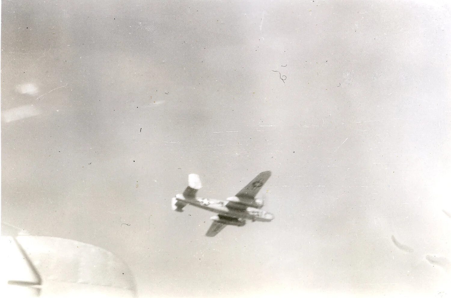 B-25 Mitchell Banking in Flight, Air-to-Air Photograph with National Insignia Visible
