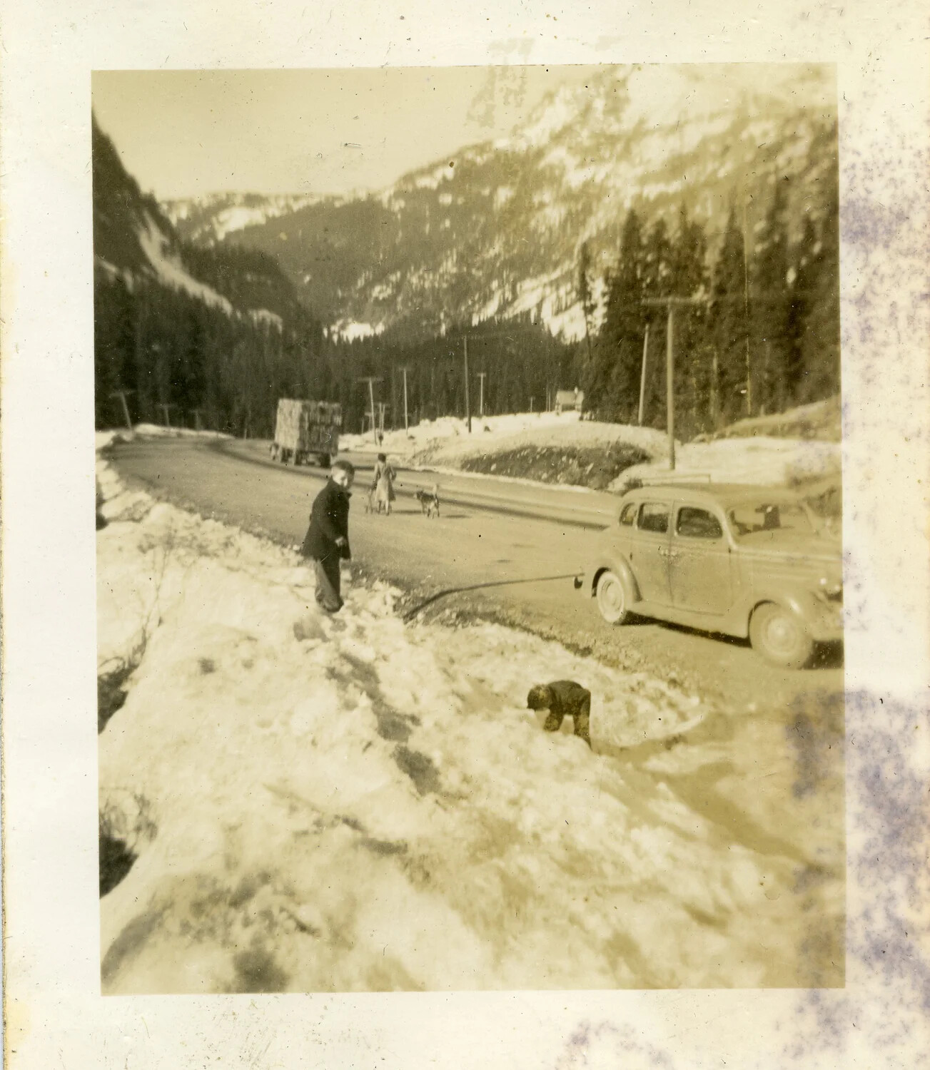 Family Snapshot at Snowy Mountain Pass, Personal Photo within WWII Kwajalein Military Album