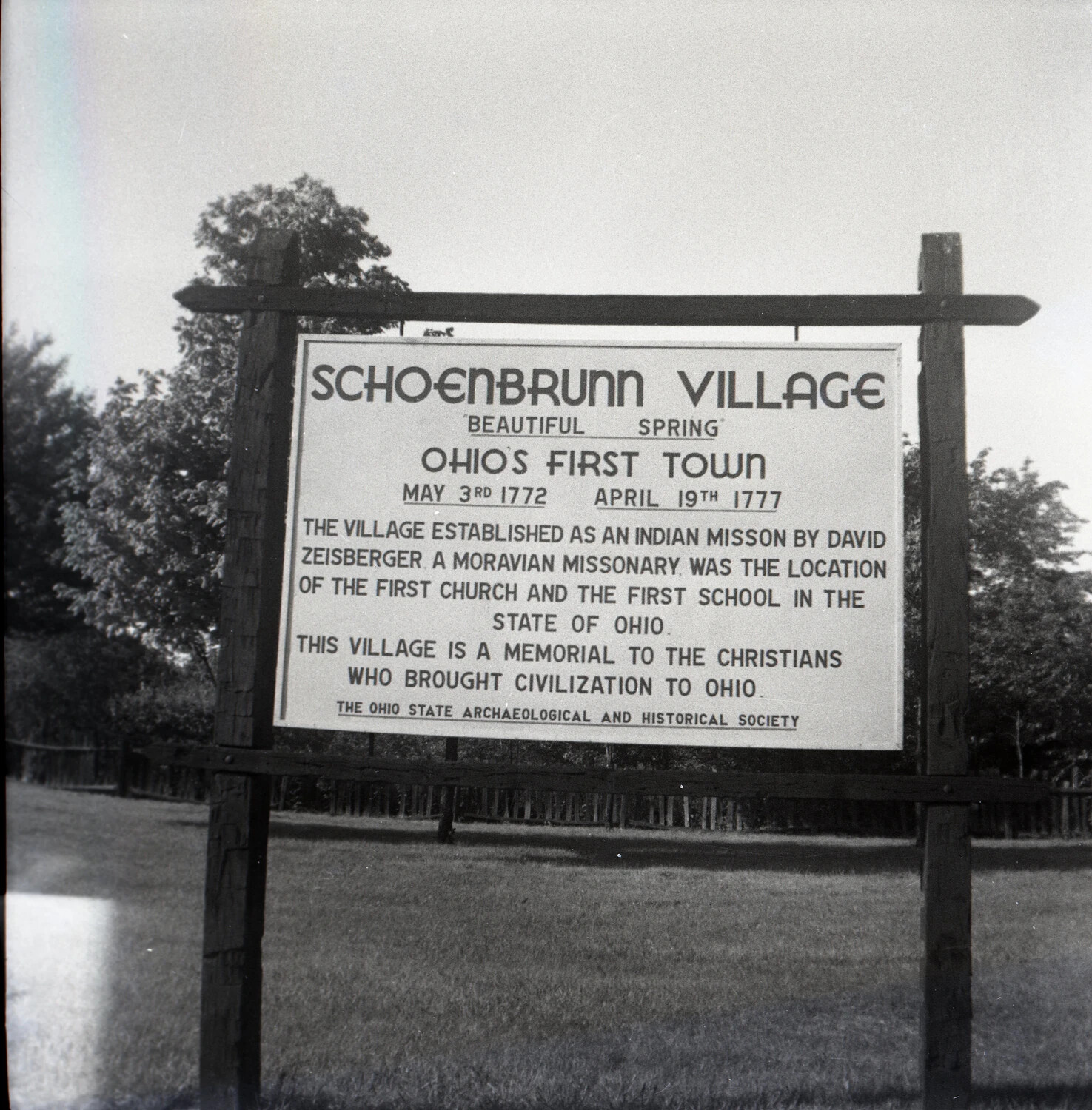 Entrance Sign, Schoenbrunn Village Historic Site, New Philadelphia, Ohio