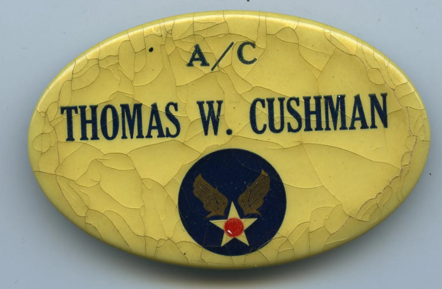 Aviation Cadet Identification Badge of Thomas W. Cushman, U.S. Army Air Forces, World War II