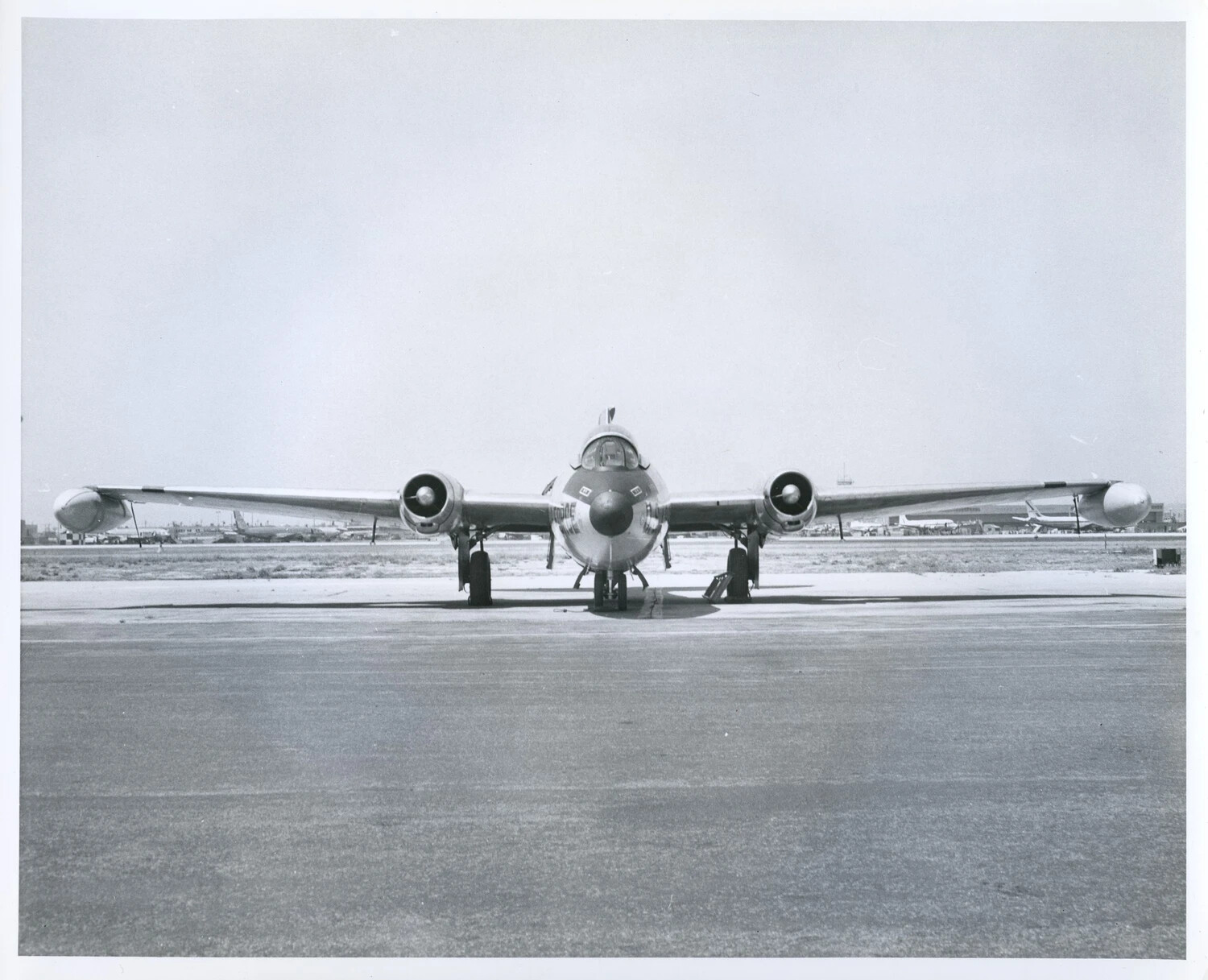 Frontal View of Martin B-57 Canberra Twin-Jet Aircraft on Ramp