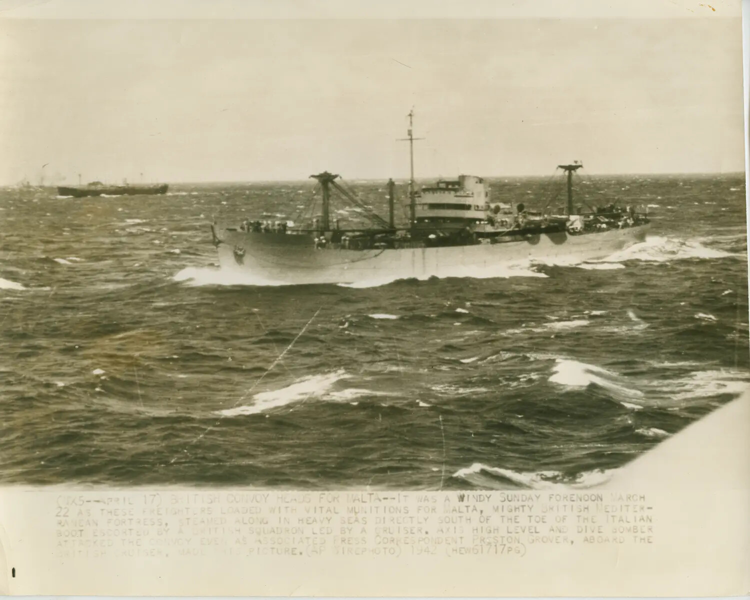 AP Wirephoto: British Convoy Heads for Malta, March 1942
