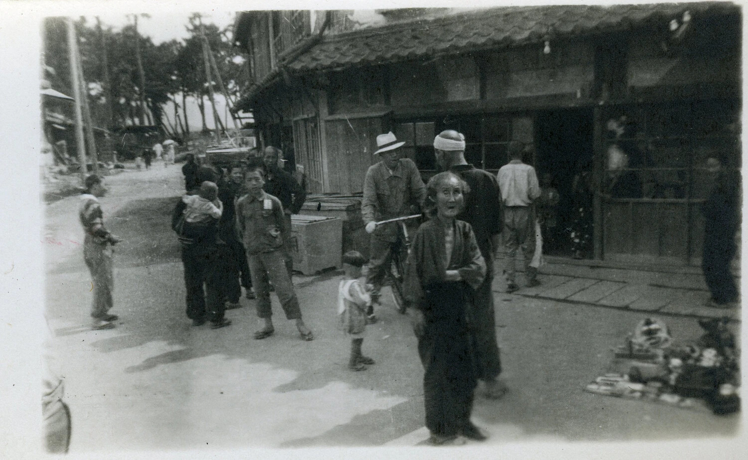 Street Scene with Shops and Vendor Stall, Japanese Town