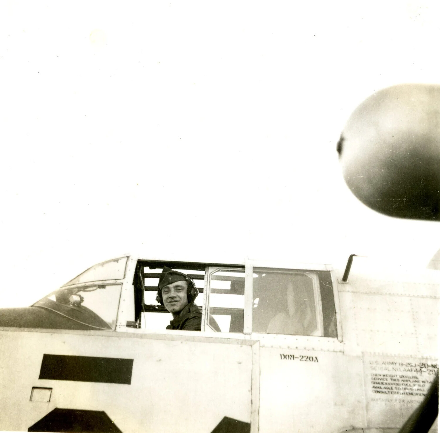 USAAF B-25J Mitchell Bomber with Crewman in Cockpit Window