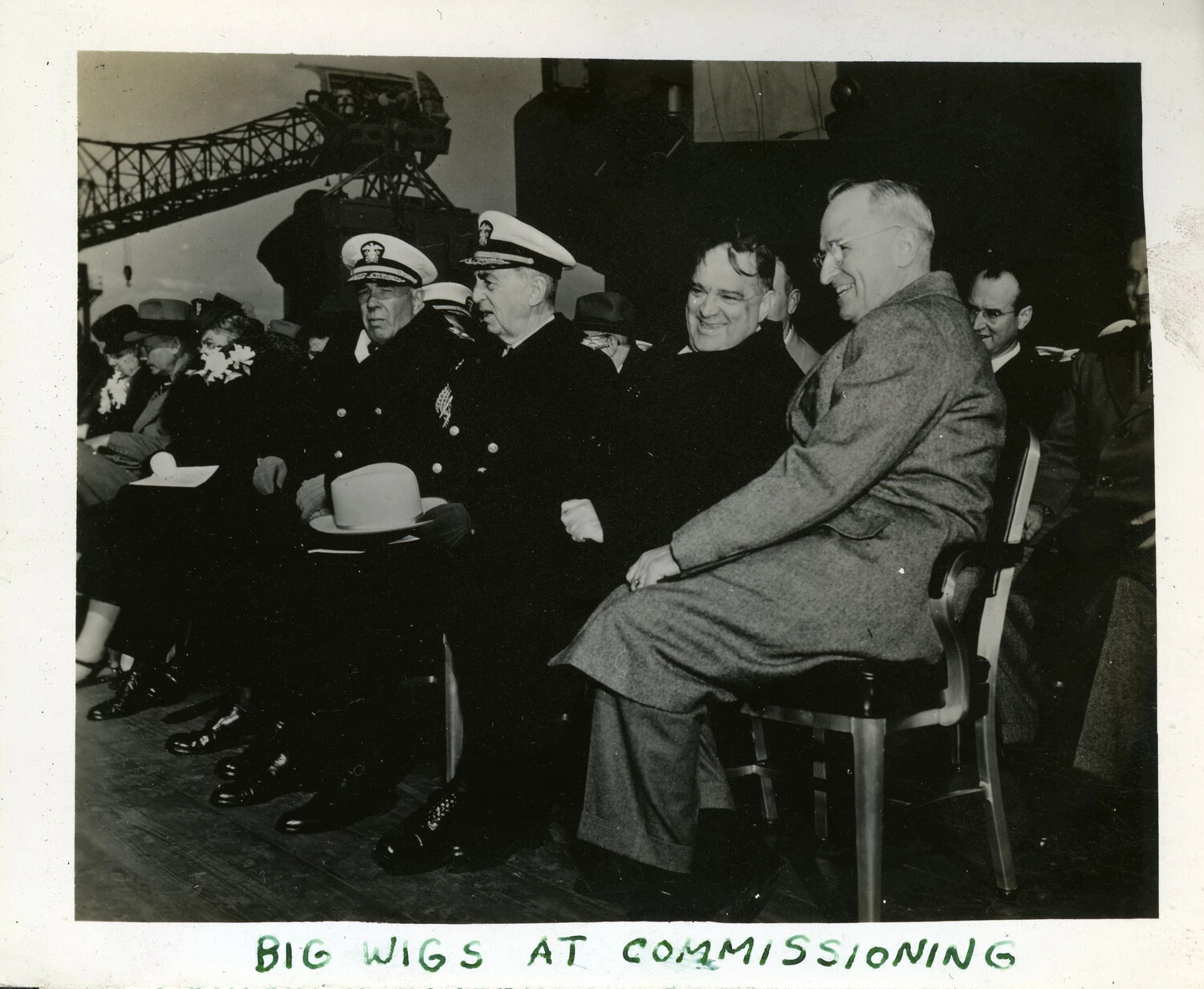 Naval and Civilian Dignitaries Seated at USS Franklin D. Roosevelt (CVB-42) Commissioning Ceremony