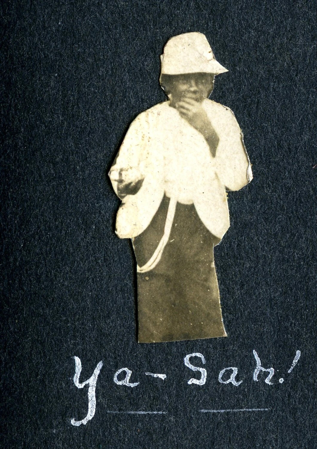 Cut-Out Portrait of a Ship's Mess Attendant, Captioned 'Ya-Sah!' -- USS Columbia Album, c. 1904-1905