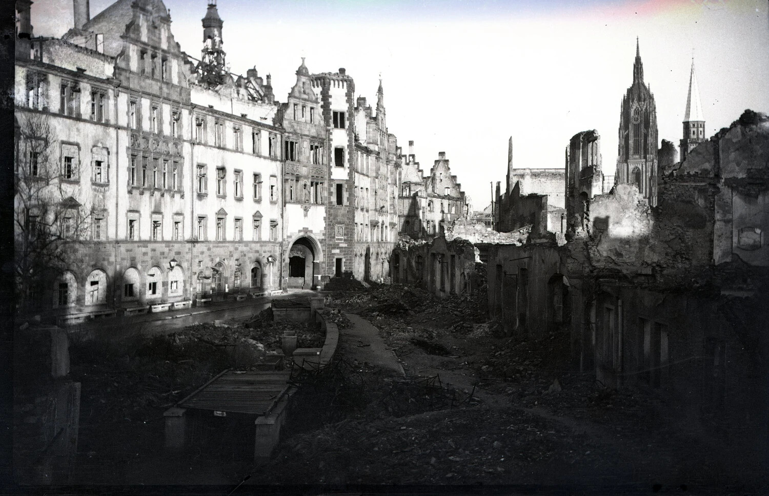 Ruins of the Historic Old Town Near the Cathedral, Frankfurt am Main, Germany, WWII Era