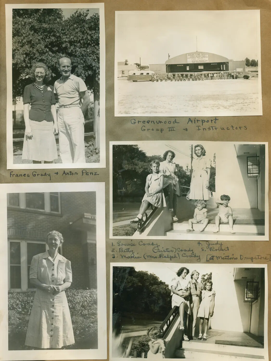 Scrapbook Page: Greenwood Airport Hangar Formation and Host-Family Portraits, Greenwood, South Carolina