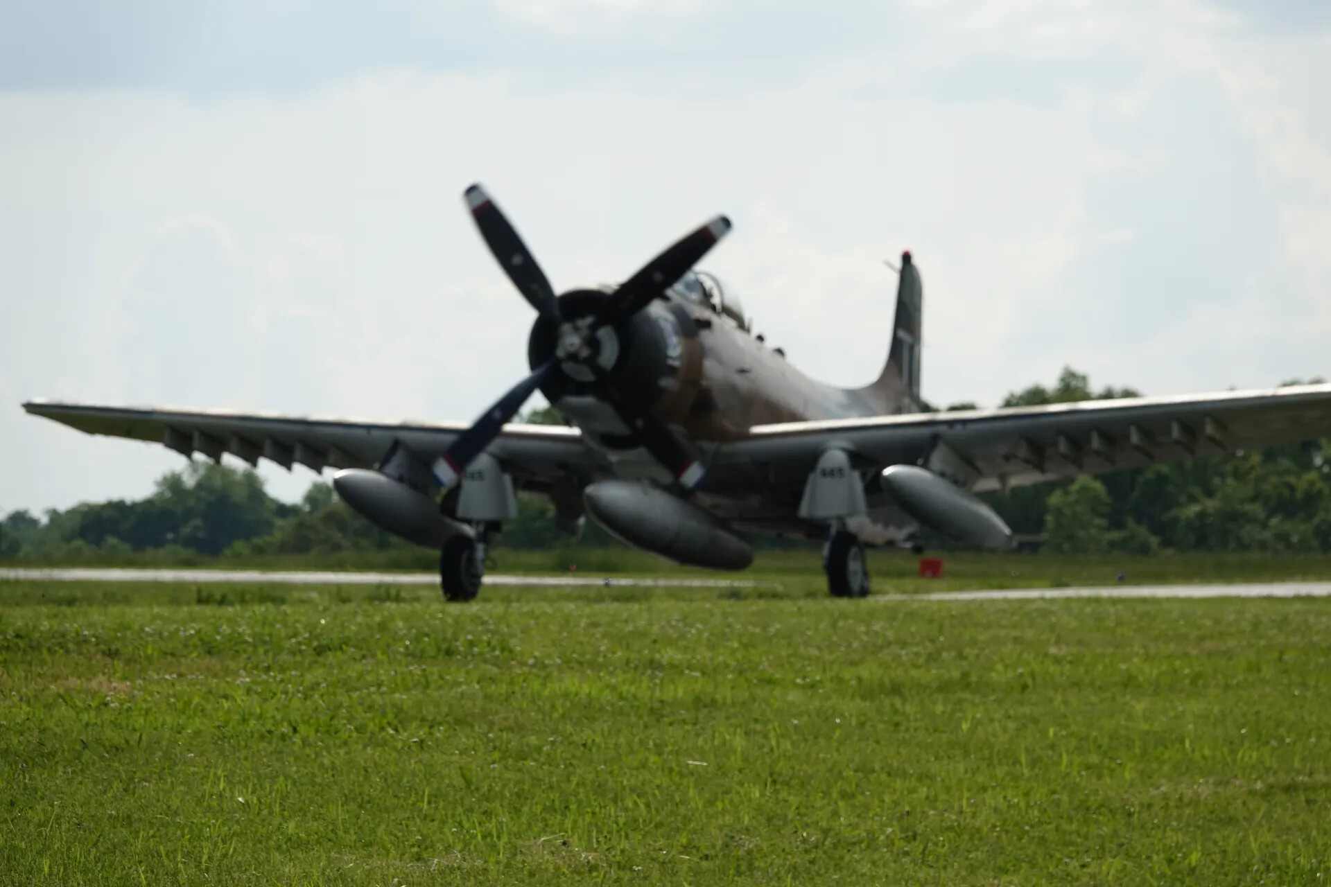 Douglas A-1 Skyraider '445' Taxiing Head-On, May 2019 Warbird Event (Sequence Frame 2)
