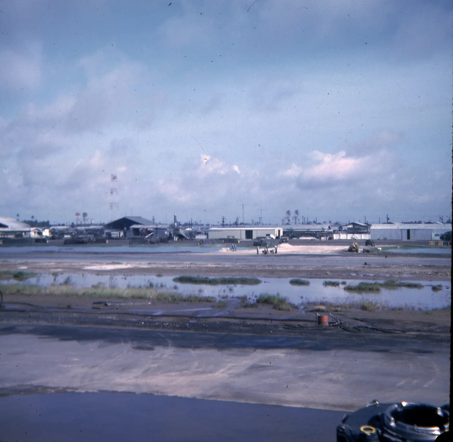 U.S. Air Base Flight Line During Seasonal Flooding, South Vietnam, Vietnam War Era