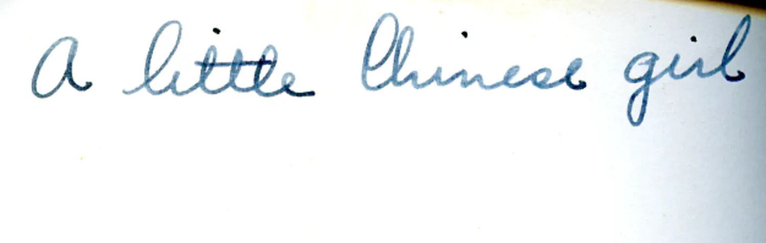 Handwritten Album Caption: 'A little Chinese girl,' WWII China-Burma Theater Archive