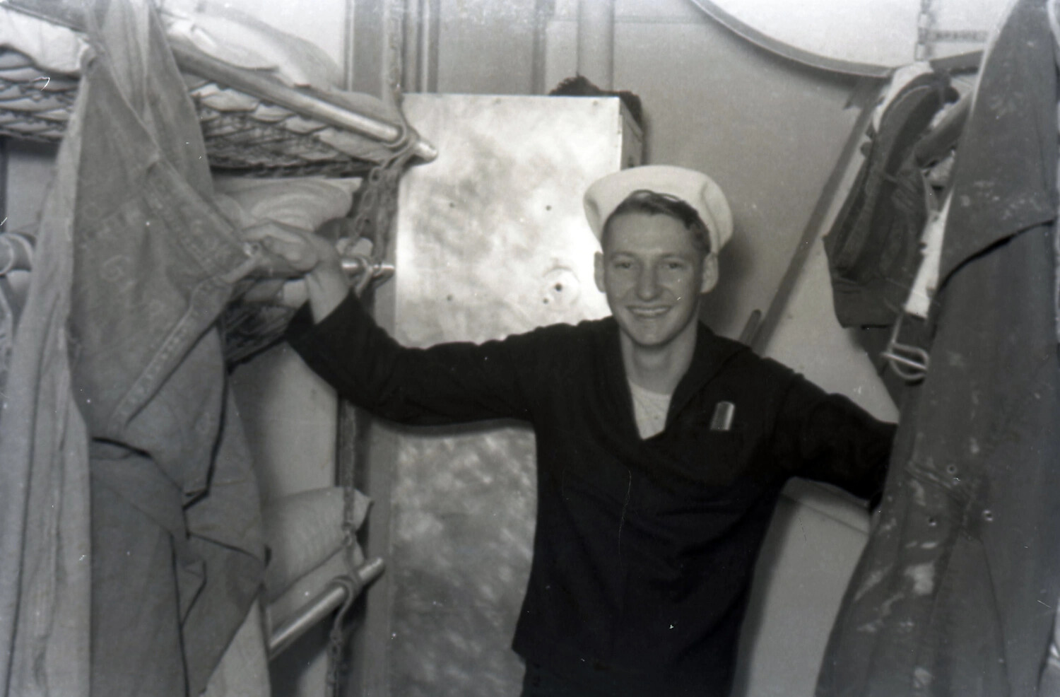 Sailor in Berthing Compartment Aboard USS Yorktown (CV-10), 1953