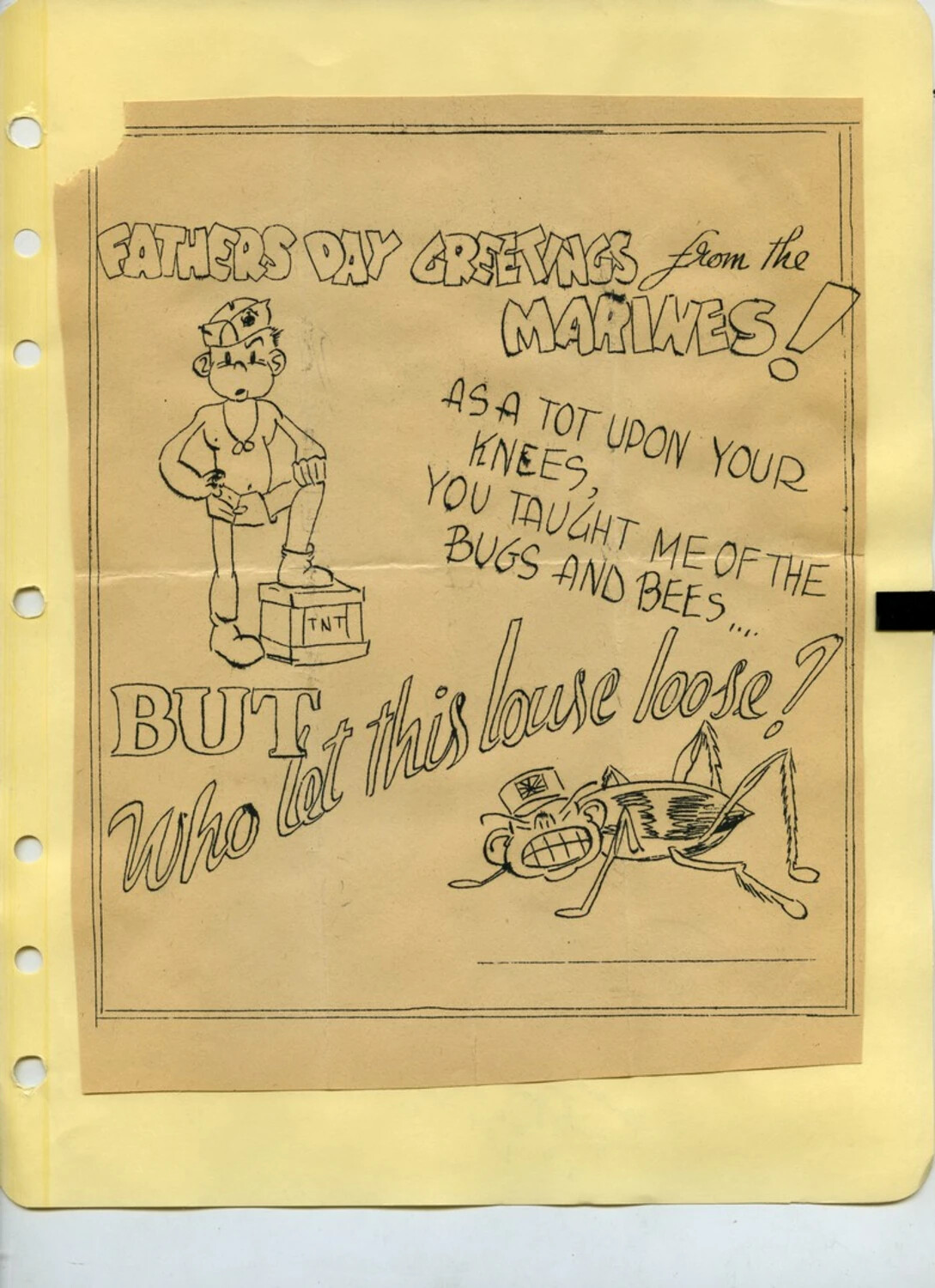 Hand-Drawn Father's Day Greeting Cartoon "From the Marines"