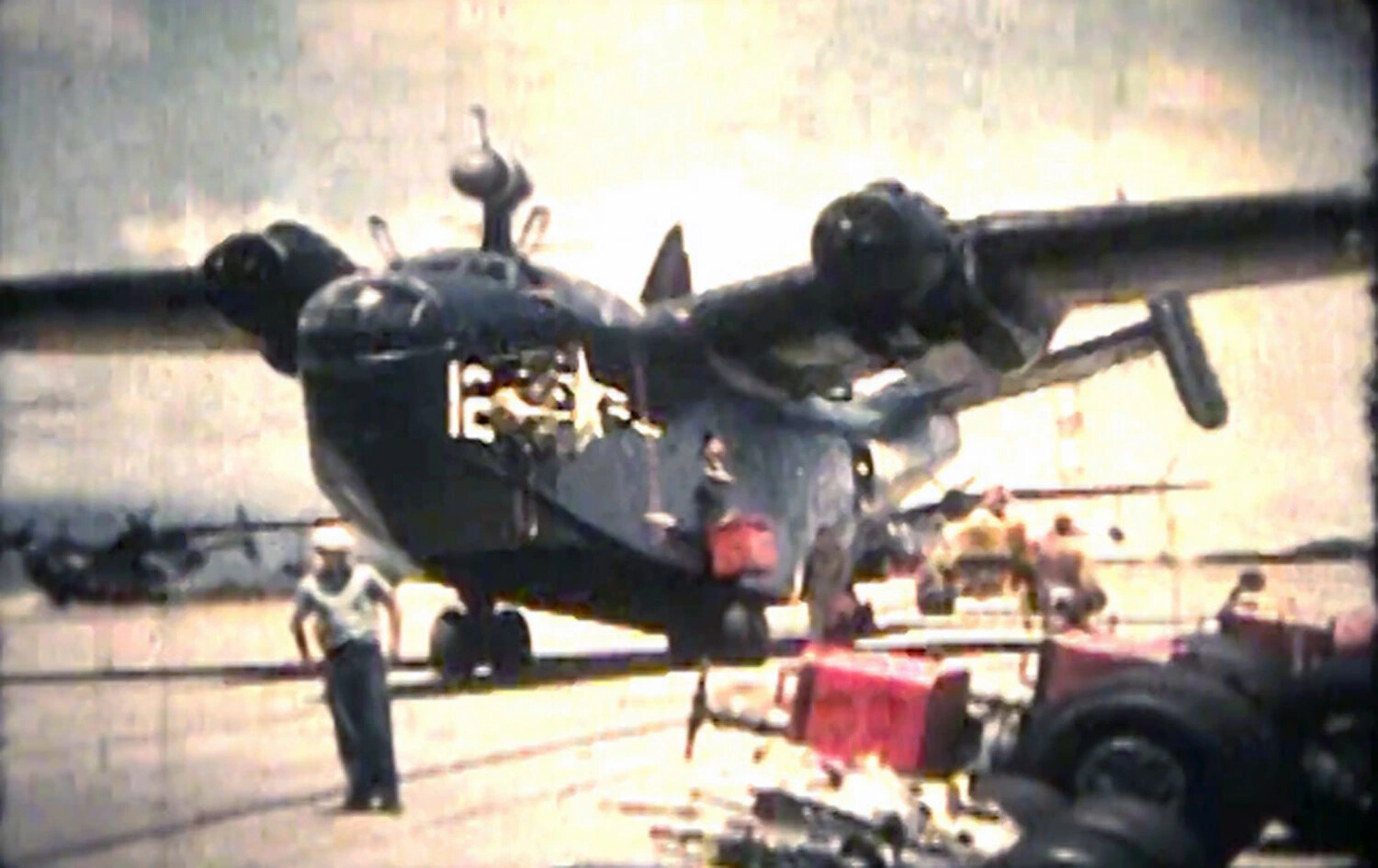 U.S. Navy Patrol Aircraft with Ground Crew, NAS Kaneohe Bay, Korean War Era