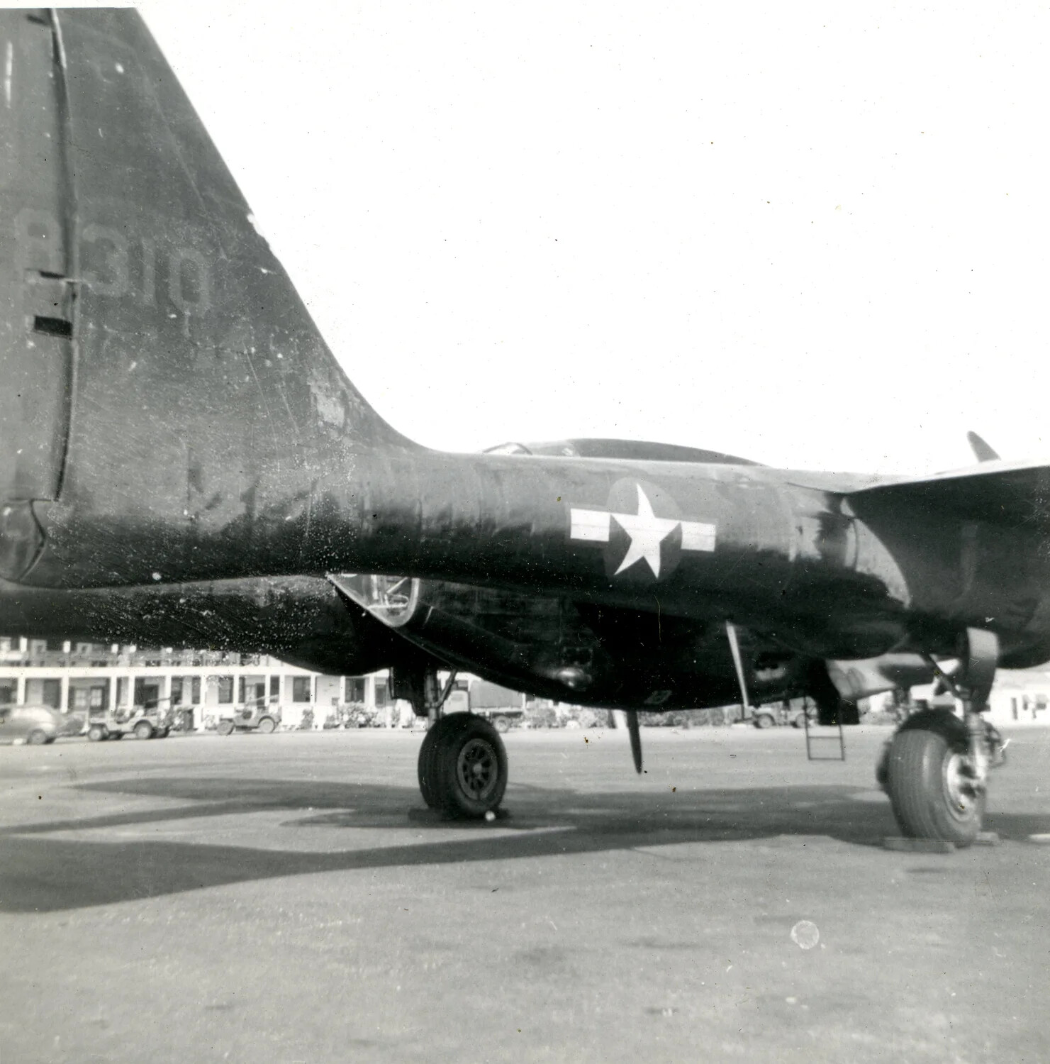 Twin-Engine USAAF Aircraft (Douglas A-26 Invader type) on Airfield Ramp, Kessler Field, 1946