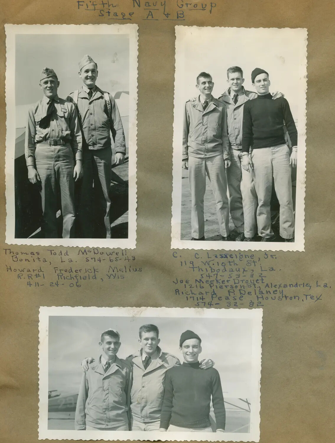 Album Page: Fifth Navy Group, Stage A and B Cadets