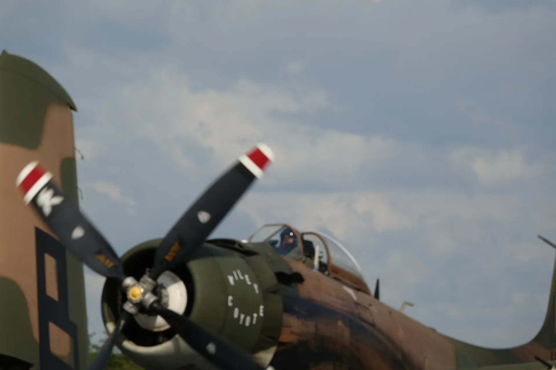 A-1 Skyraider 'Wiley Coyote' Propeller in Motion, Low-Angle View