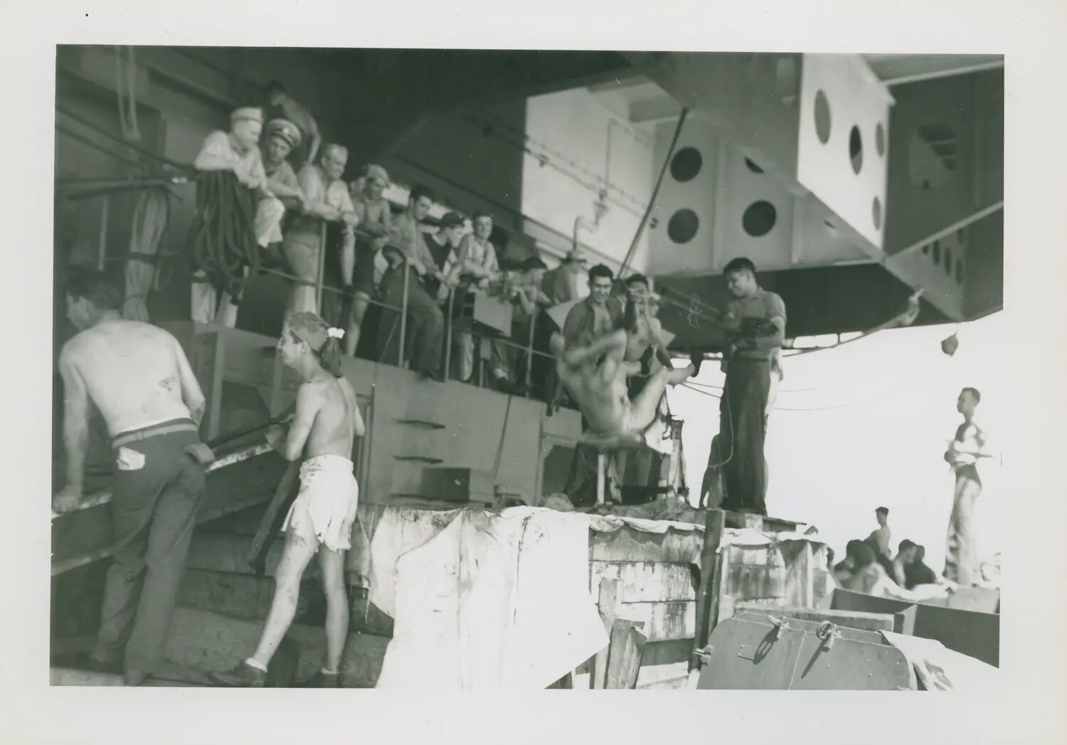 Crossing-the-Line Equator Ceremony Aboard USS Petrof Bay (CVE-80)