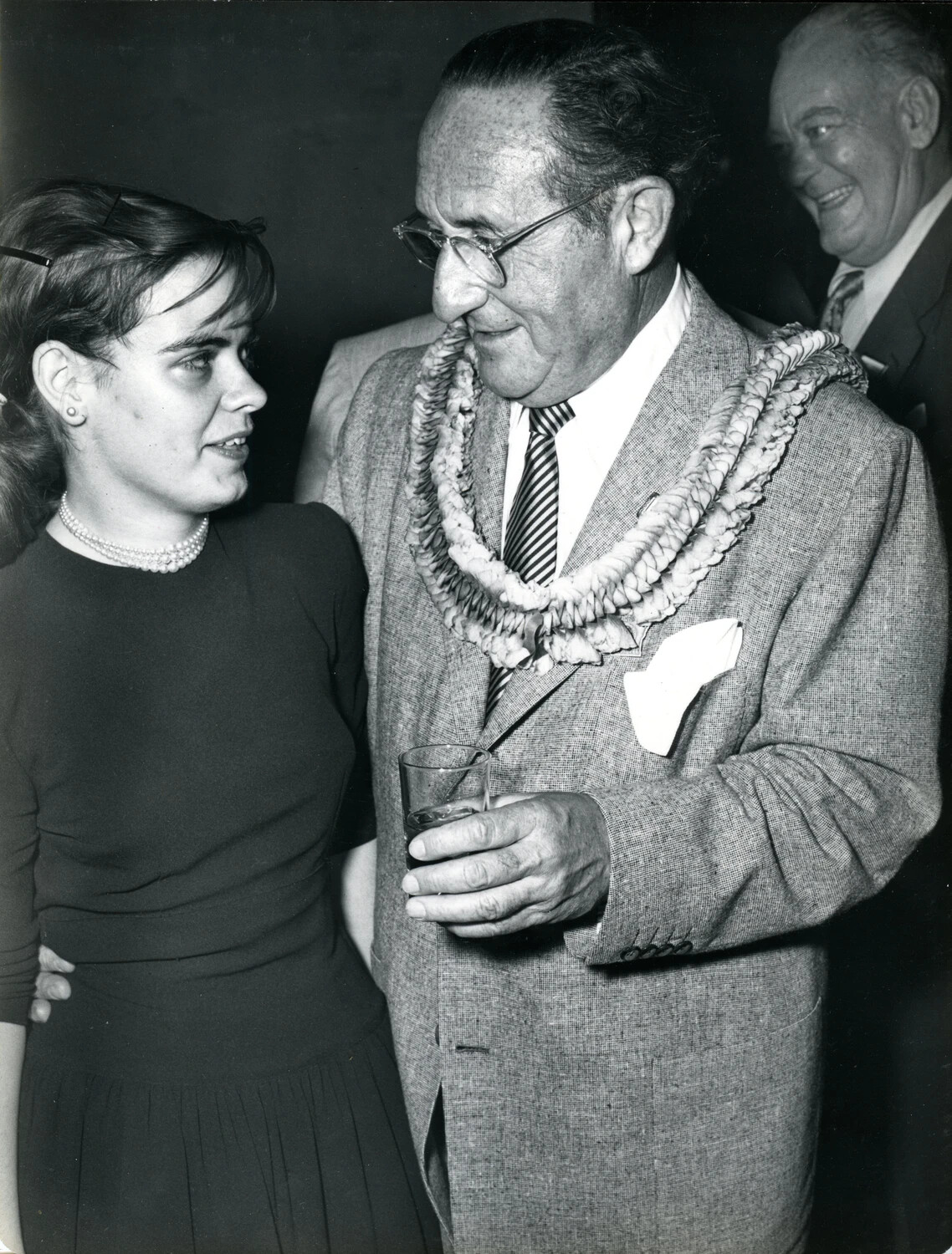Honoree Presented with Ceremonial Lei at Veterans' Convention Reception, Late 1940s