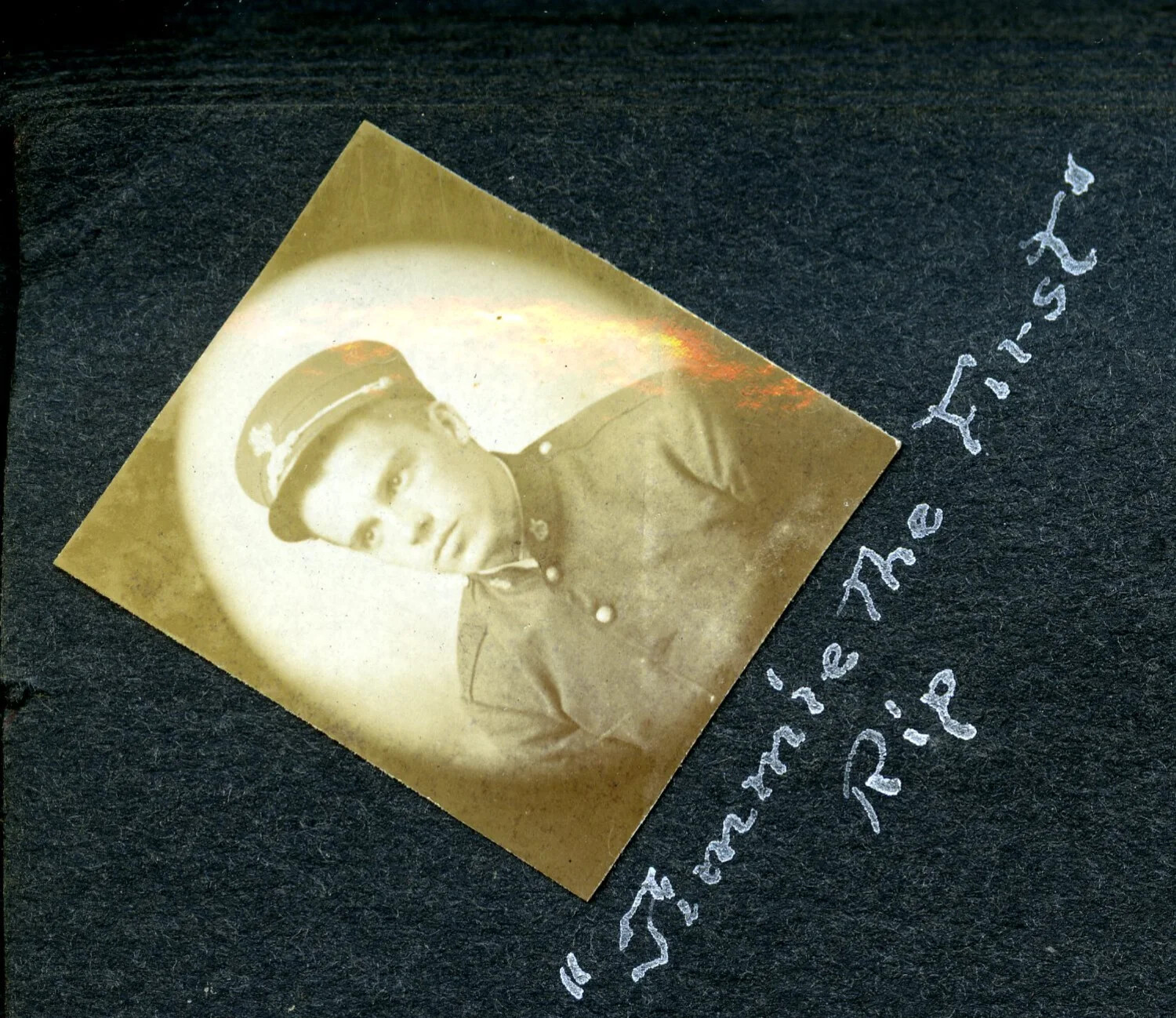 Memorial Portrait Inscribed 'Jimmie The First – R.I.P.', USS Columbia Album, c. 1898-1910s
