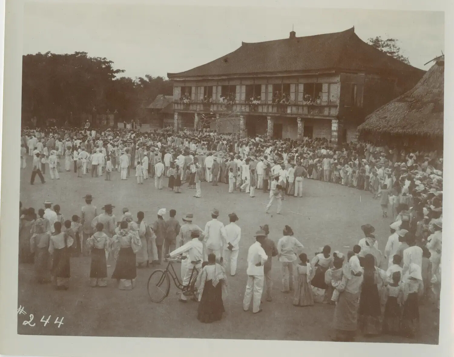 Large Crowd Gathered for Public Event in Philippine Plaza, c. 1890s
