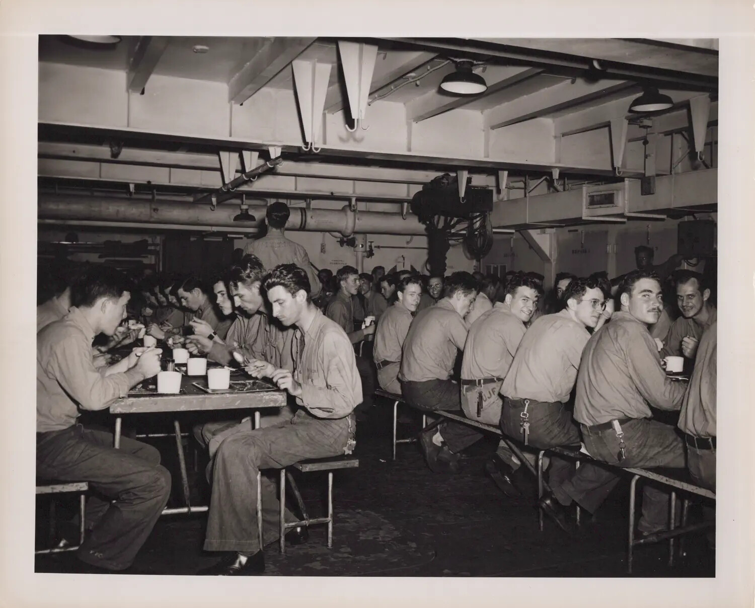 Sailors Eating a Meal in the Ship's Mess Compartment, WWII