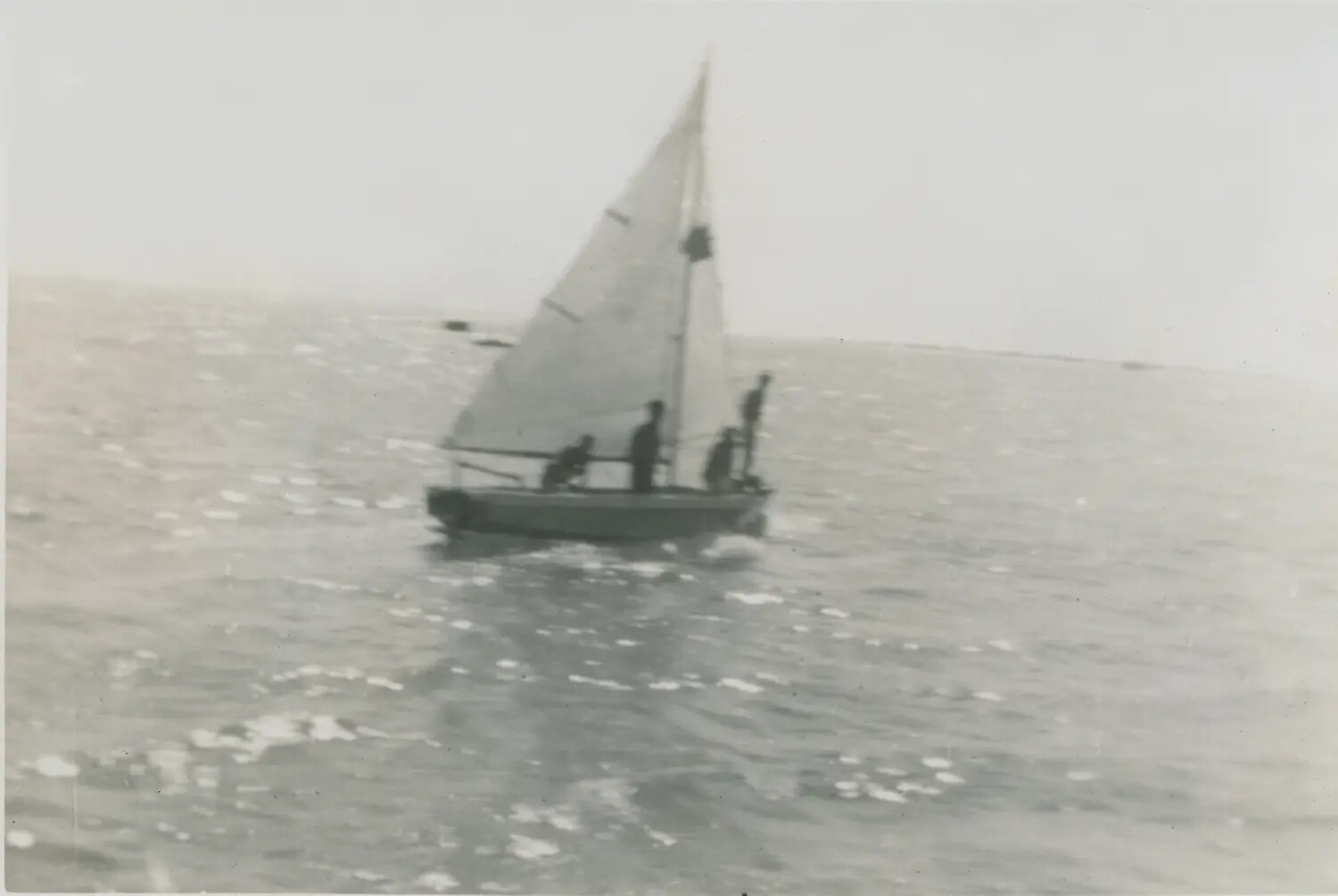 Small Sailboat with Crew Underway on Open Water — Recreational Sailing, WWII-Era McAleer Collection