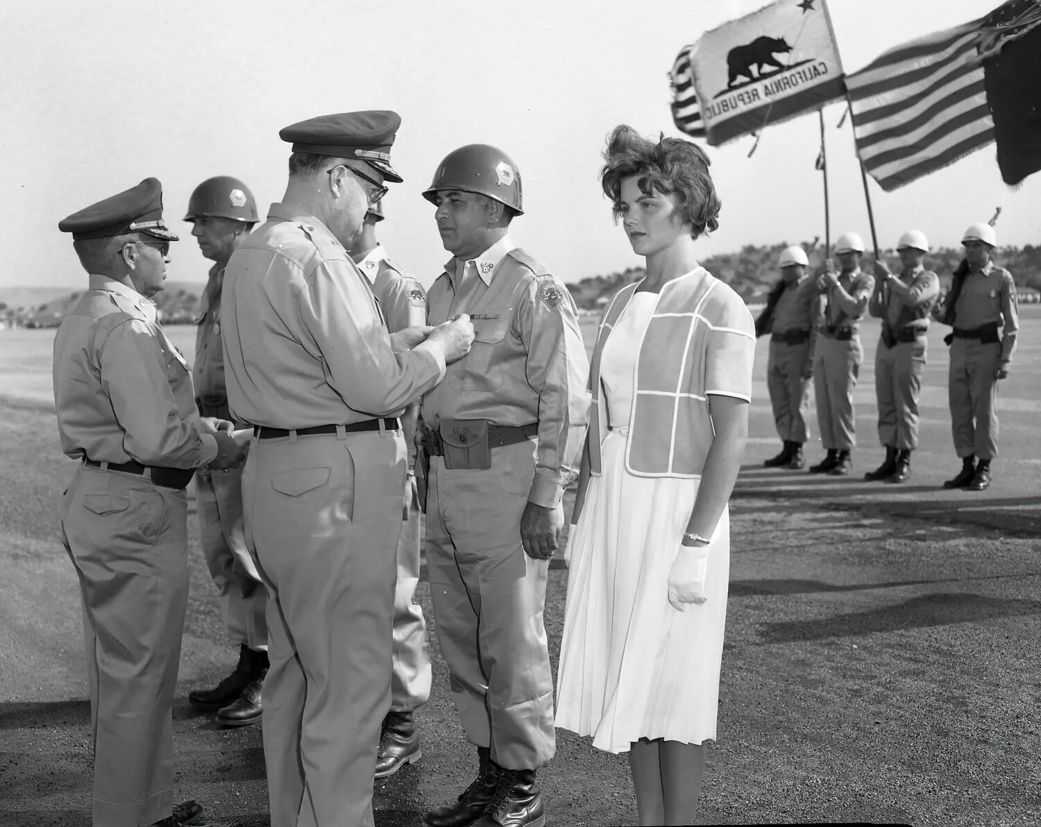 Decoration Ceremony with Miss California in Attendance, California Army National Guard Encampment, July 1960