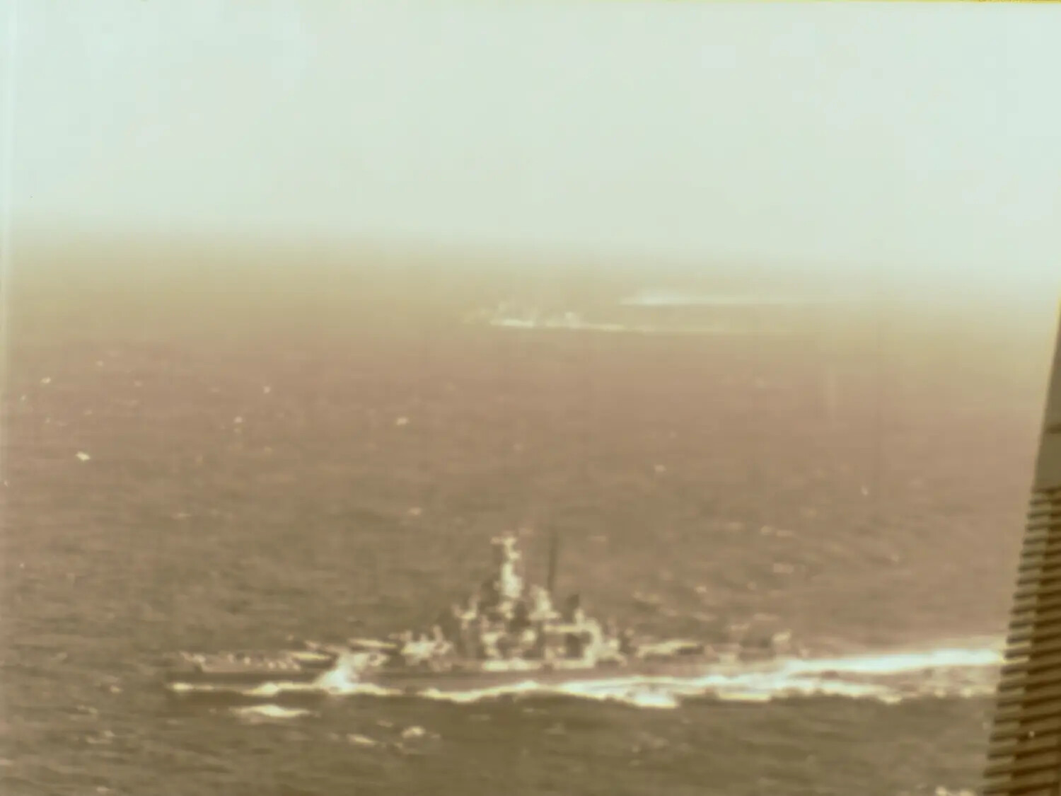 Aerial View of Japanese Warship Under Attack, Possibly IJN Yamato, Operation Ten-Go, April 7, 1945