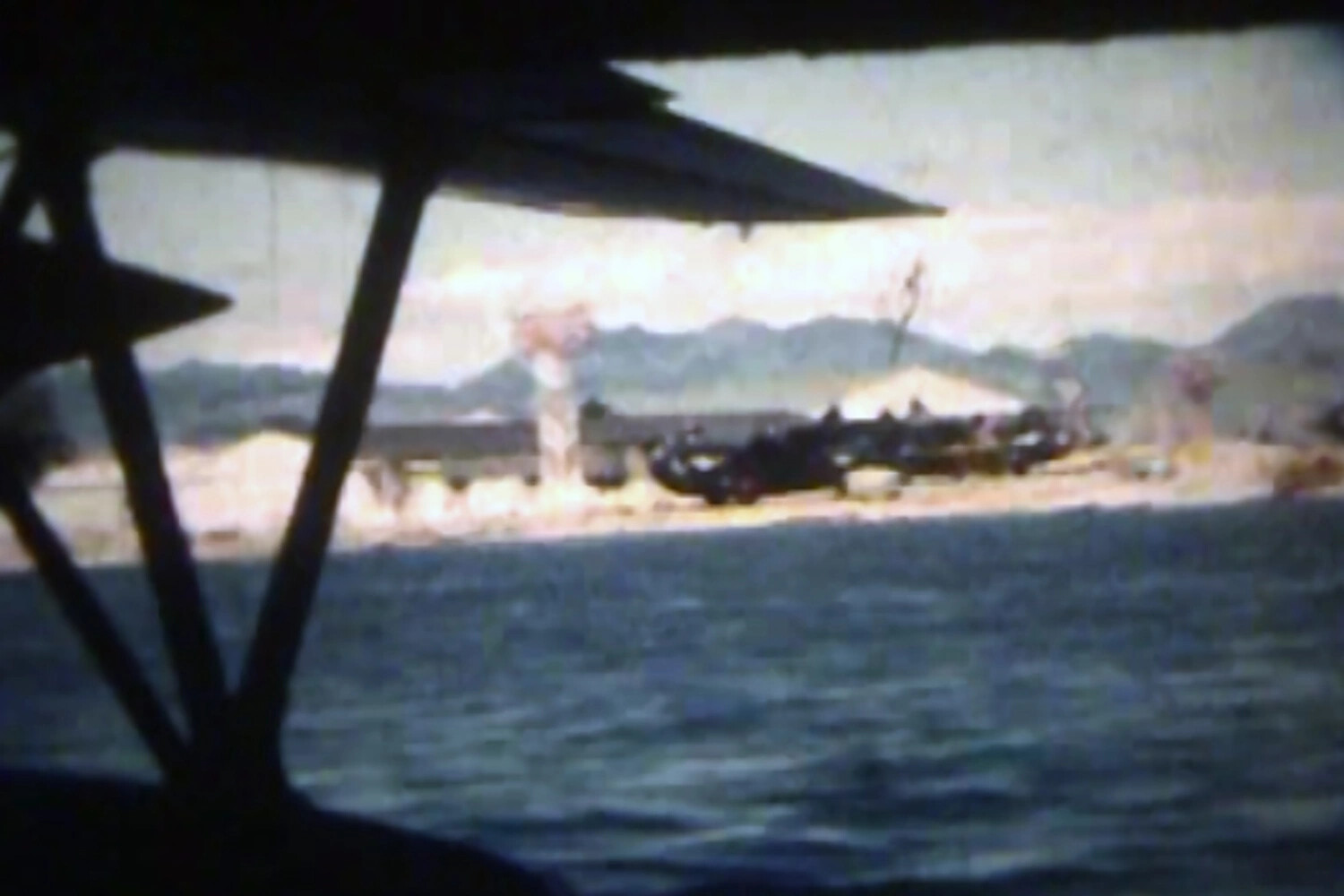 View Toward Shoreline from PBY Catalina Wing Strut, NAS Kaneohe Bay, Oahu