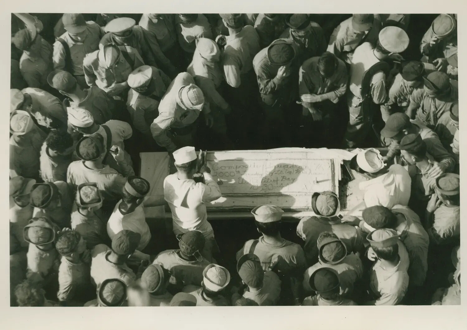 Celebration of the 2,000th Aircraft Landing Aboard USS Petrof Bay (CVE-80), October 30, 1944