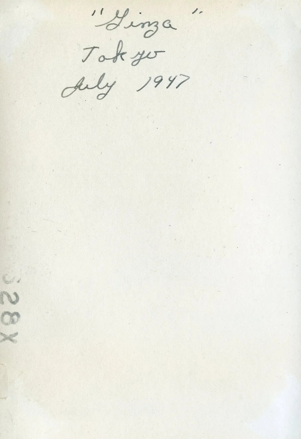 Photograph Verso with Handwritten Caption 'Ginza, Tokyo, July 1947'