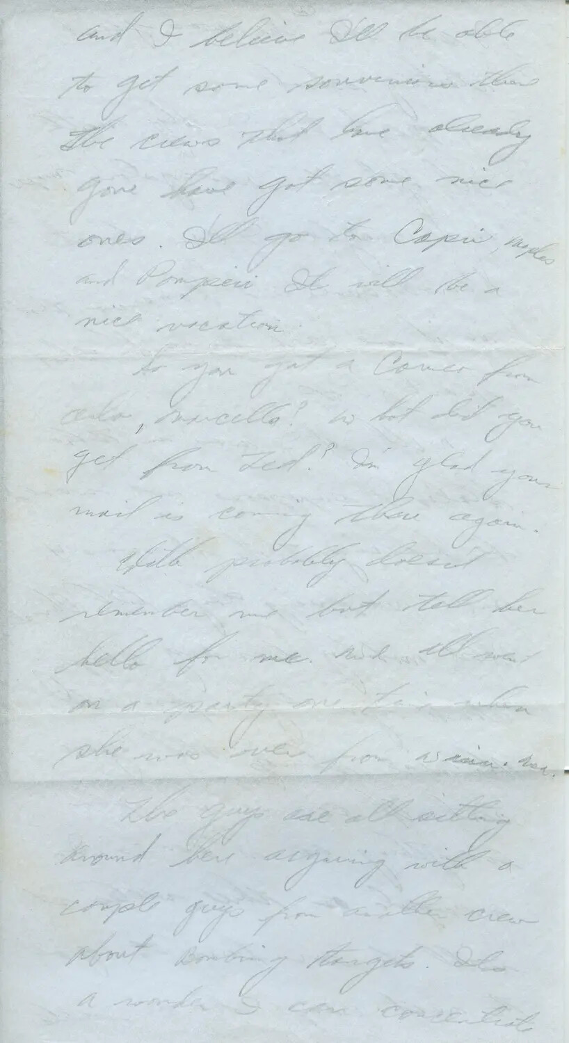 Handwritten Letter Page, Cpl. John J. Margaroli, 464th Bomb Group, WWII