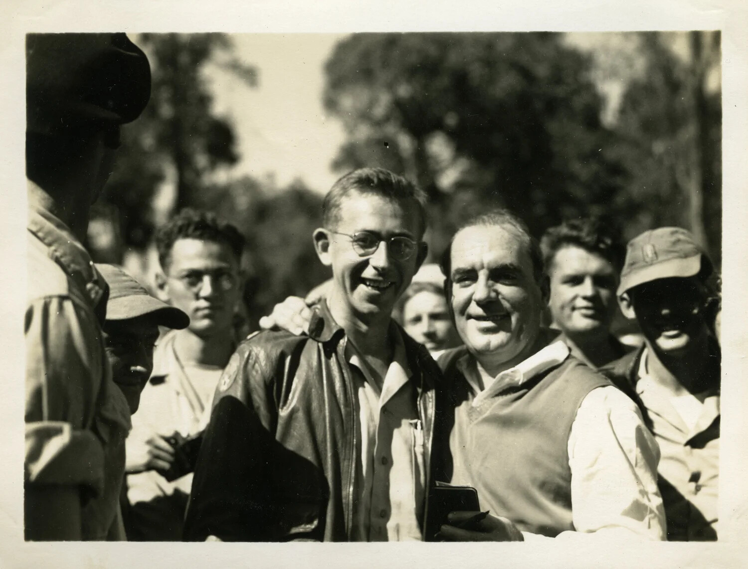 Group Portrait with Visitors at Myitkyina, Burma, CBI Theater, WWII