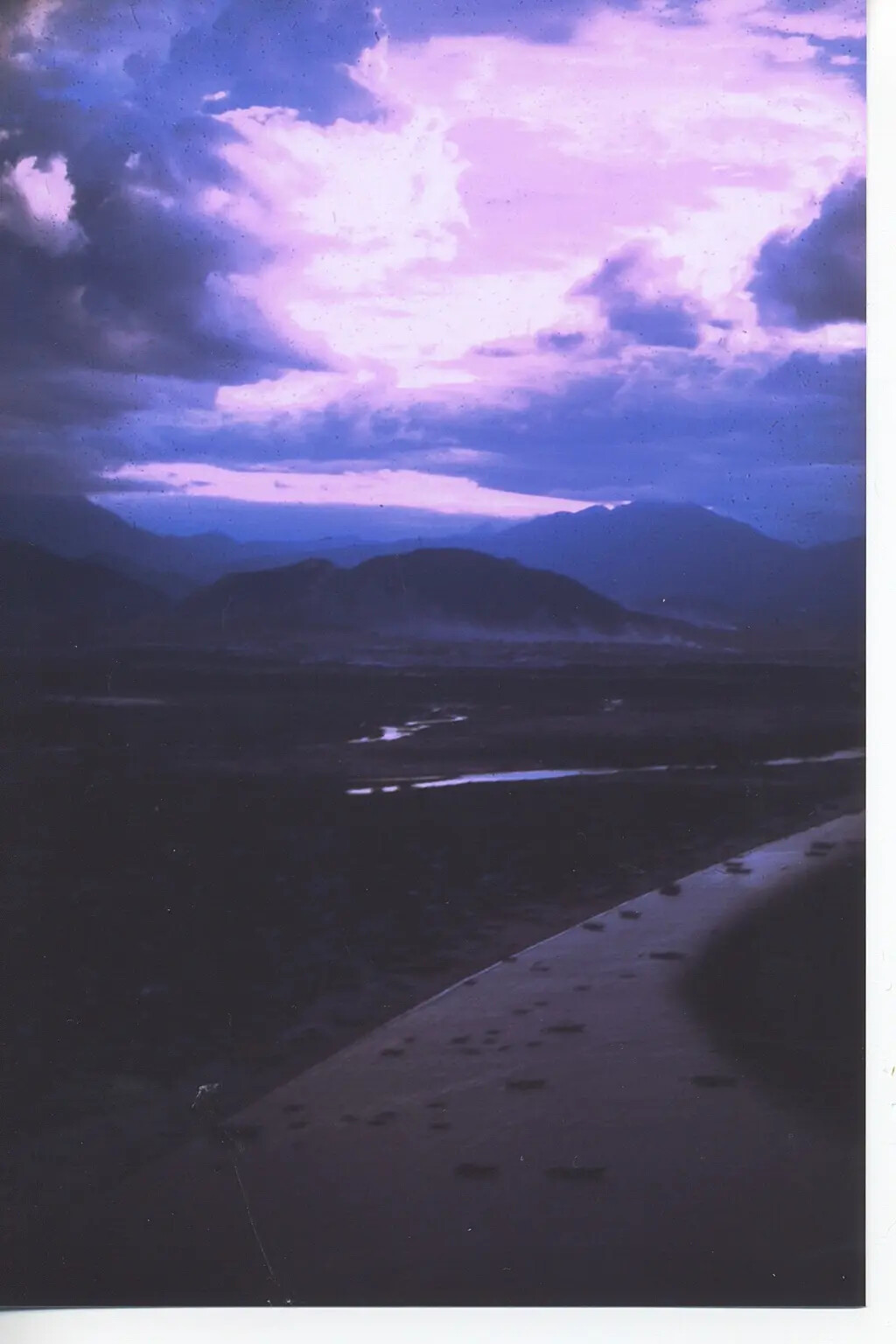 Aerial View of Airstrip and River Valley at Dusk, Vietnam War Era