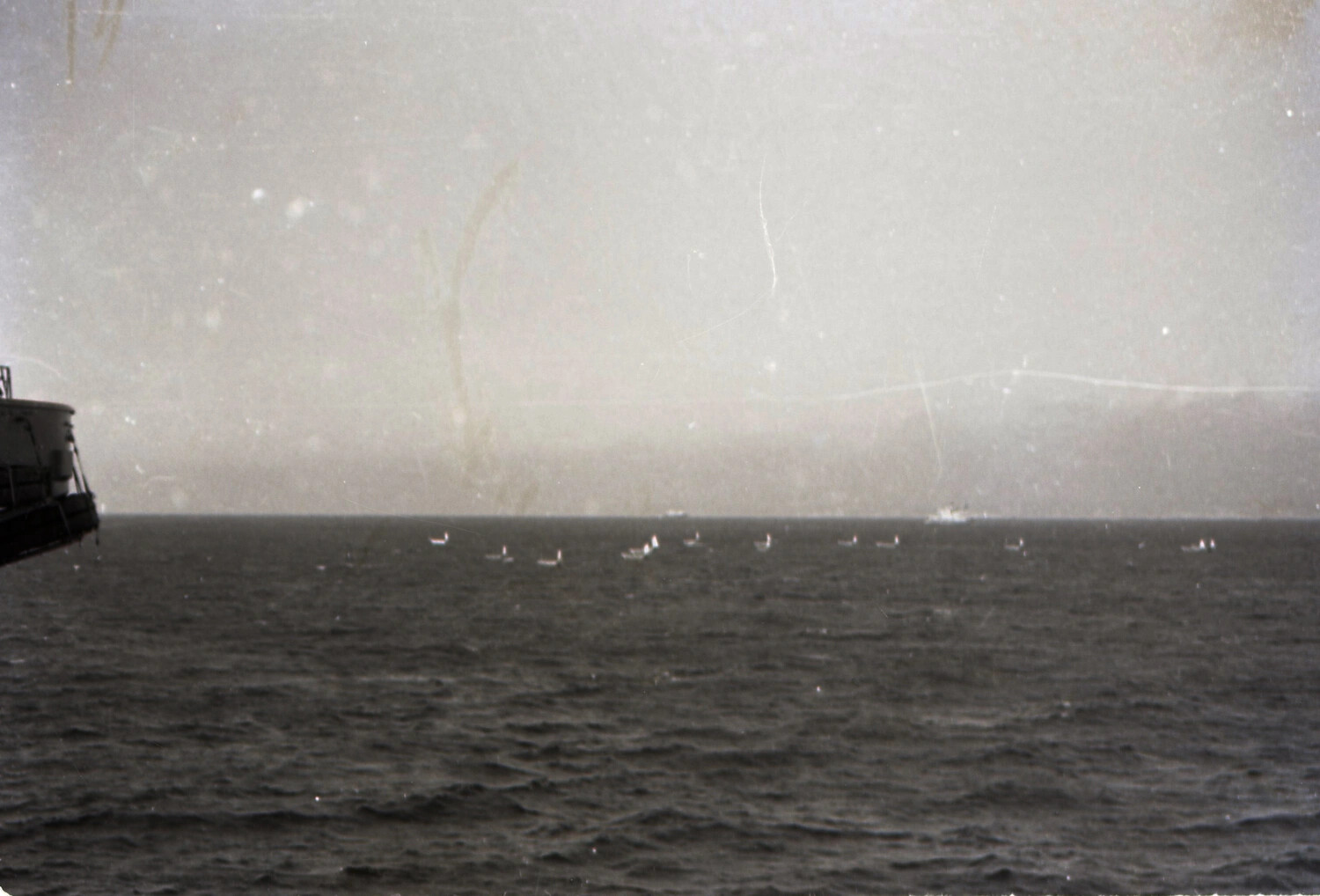 Small Craft Near Coastline, Viewed from USS Yorktown (CV-10), 1953