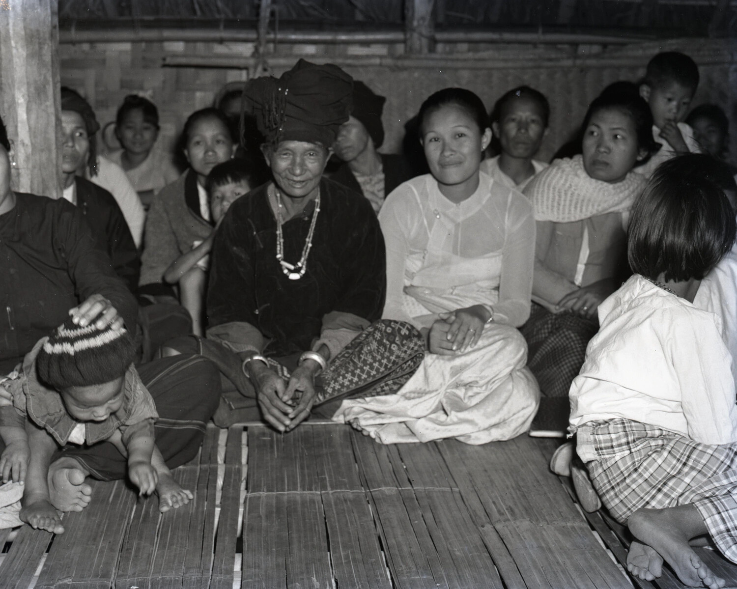 Karen Ethnic Group Gathered for Church Service, Burma, WWII Era