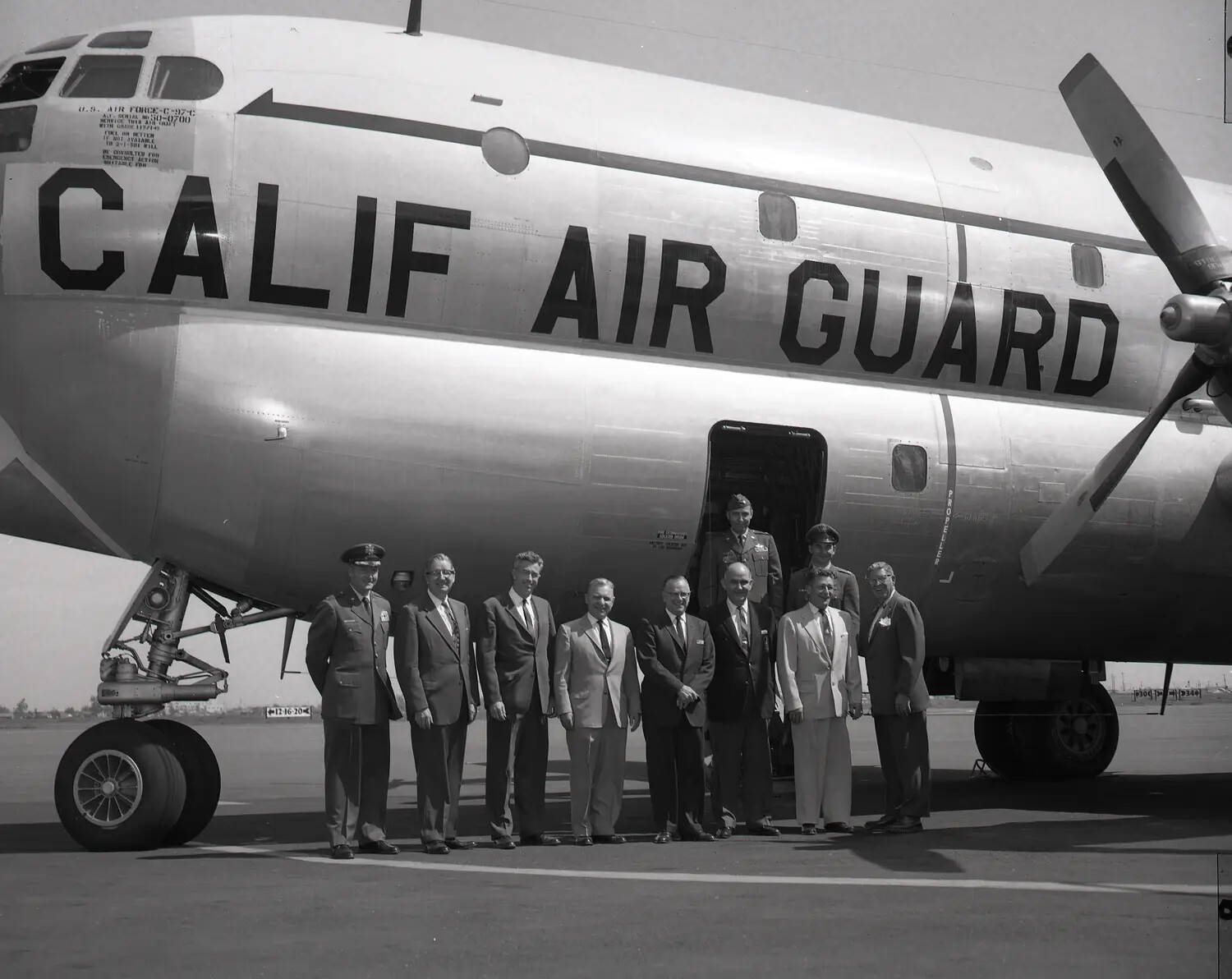 California State Assemblymen Pose with California Air National Guard C-97C, Serial 50-0700, April 1960