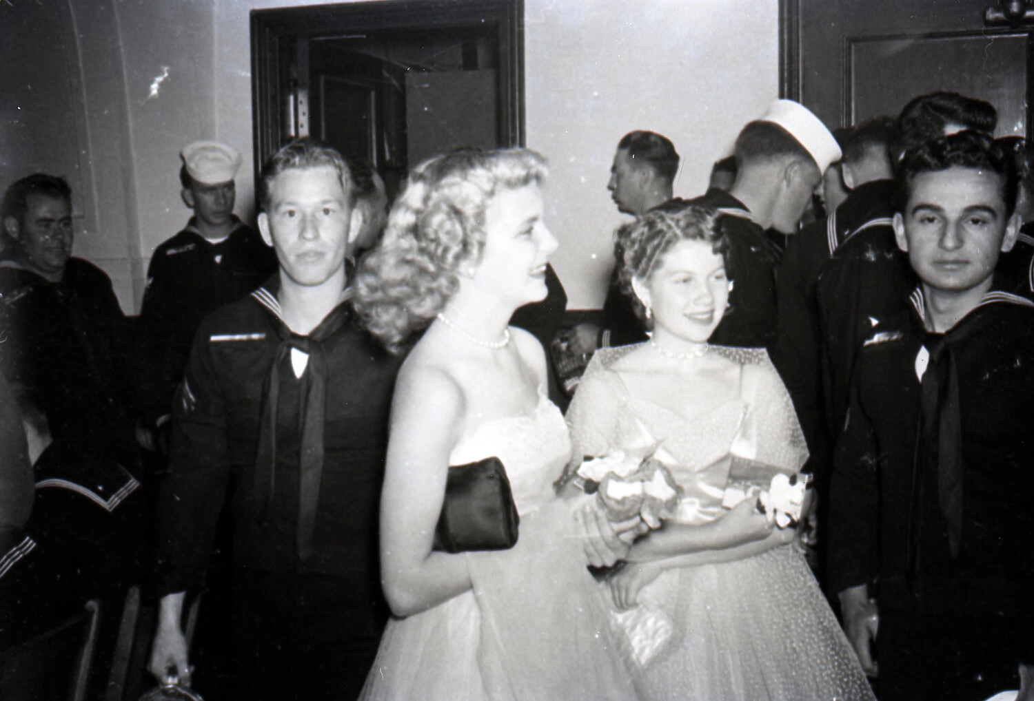 Sailors and Dates at USS Yorktown Send-Off Party, 1954
