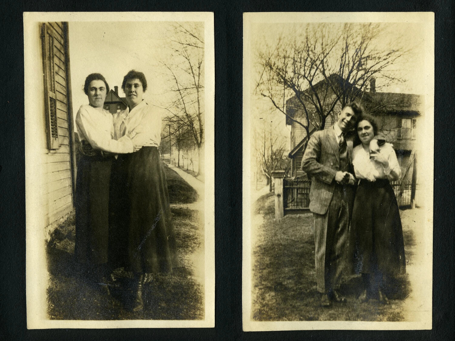 Photo Album Page: Two Snapshot Portraits, Civilian Figures, c. 1910s-1920s