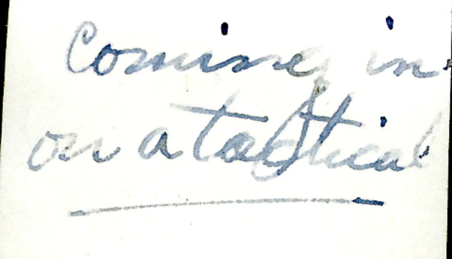 Handwritten Caption Fragment: 'Coming in on a Tactical...', China Burma Theater Archive