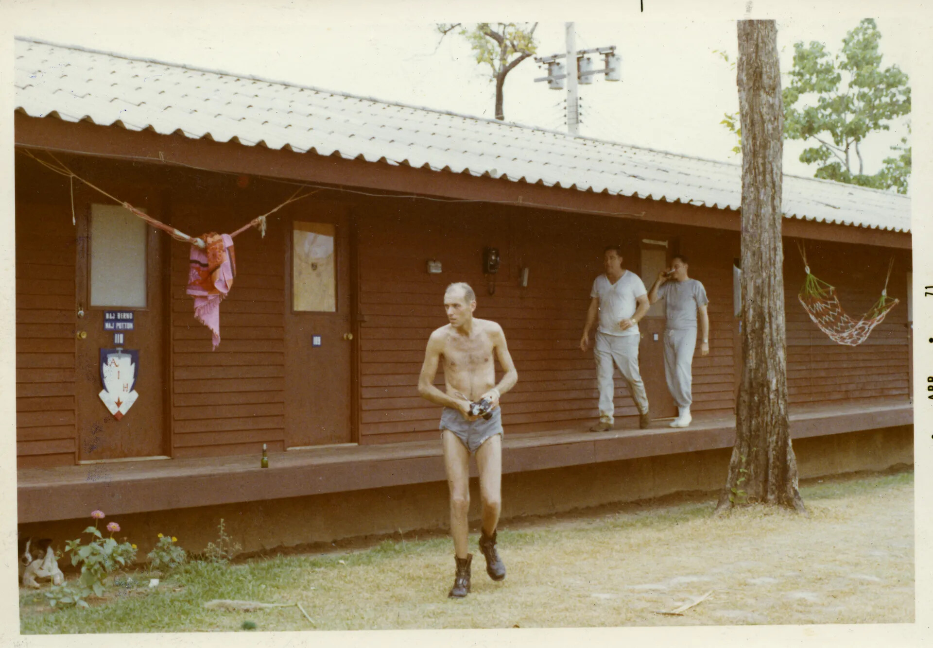 Airmen at Barracks Row, Nakhon Phanom RTAFB, Thailand, April 1971