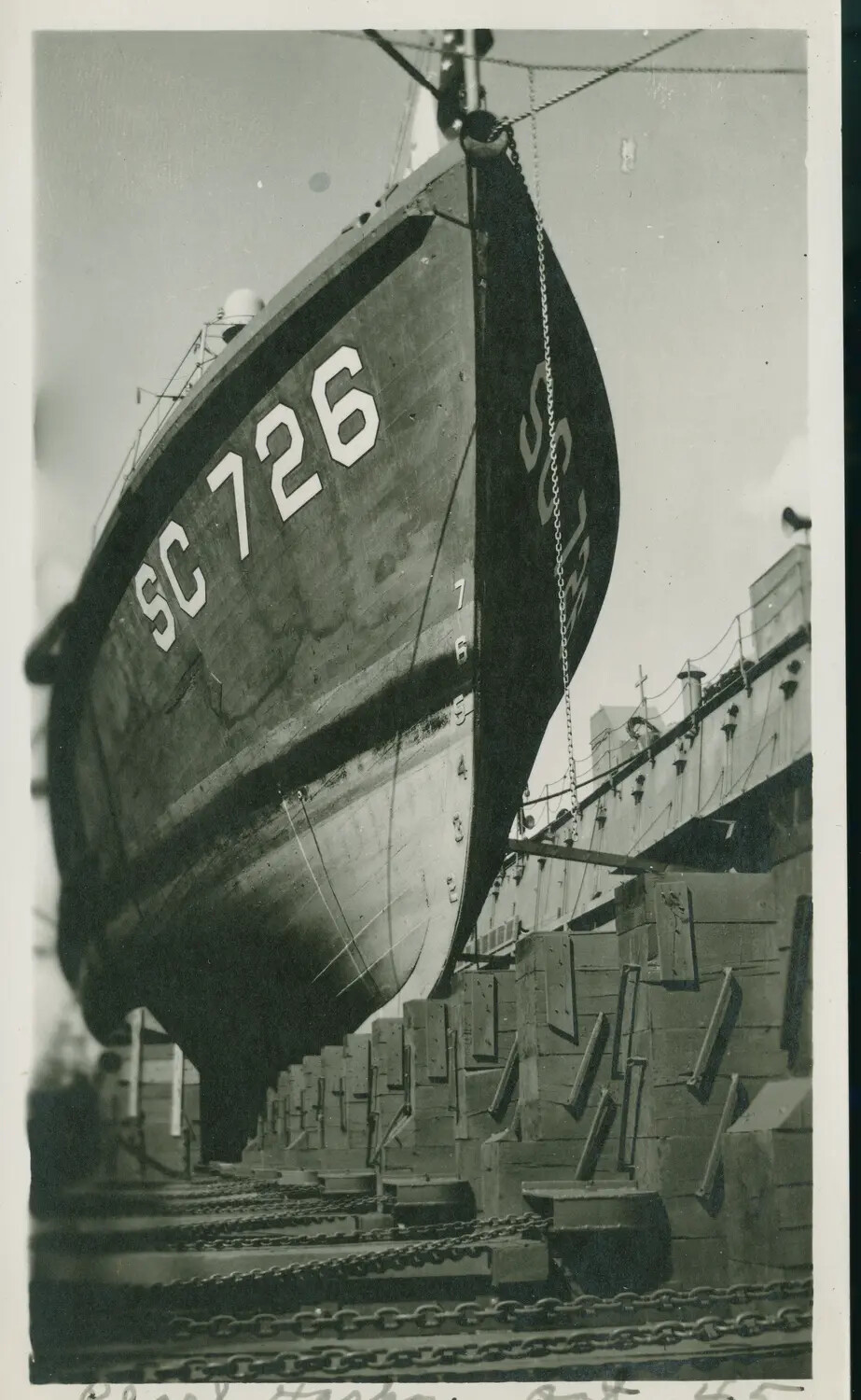 USS SC-726 Submarine Chaser in Dry Dock