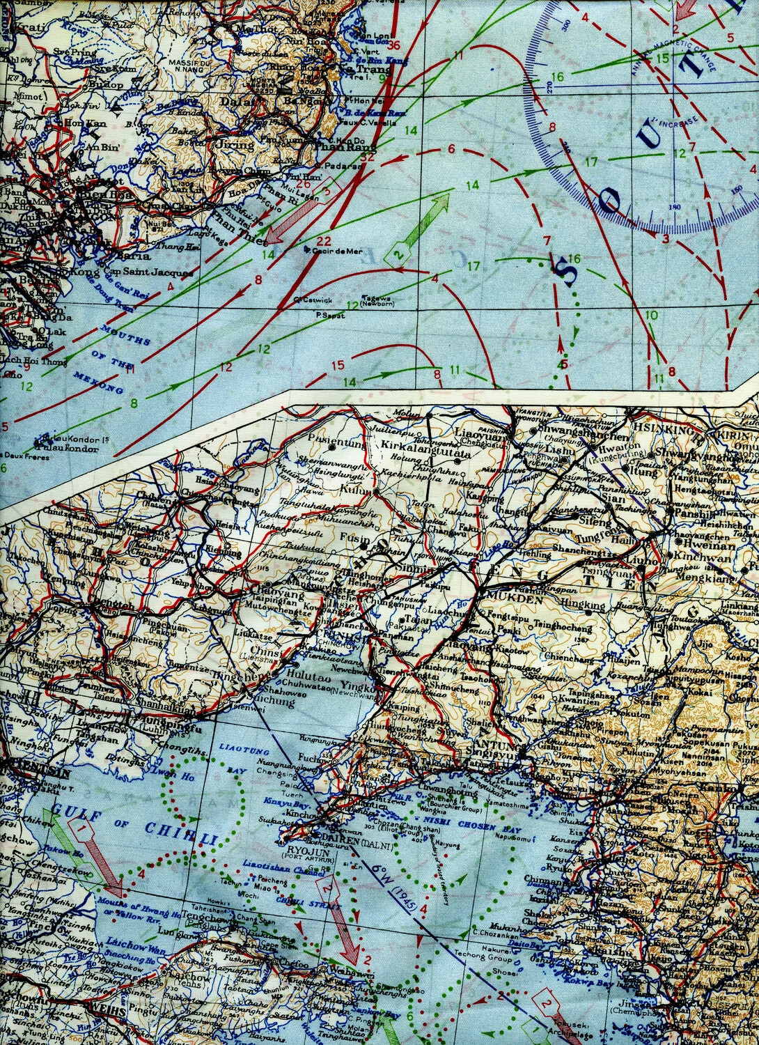 WWII Silk Escape and Evasion Map, South China Sea / Manchuria Panel, 345th Bombardment Group Collection