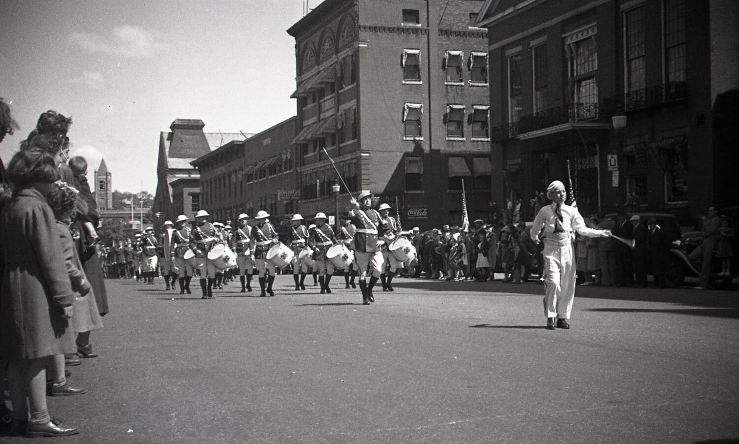Youth Drum Corps Parade on City Street, 'Boston Parade,' WWII Home Front Era
