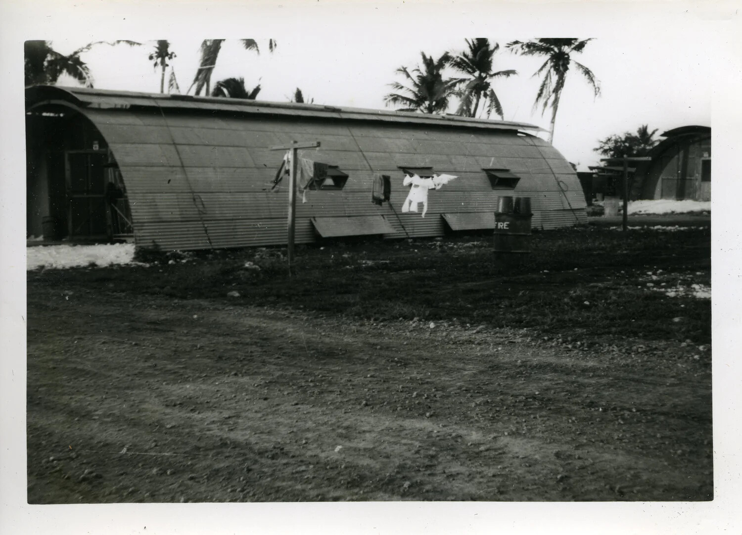 Quonset Hut Barracks with Laundry Line, NAS Agana, Guam, VR-6 Squadron Collection
