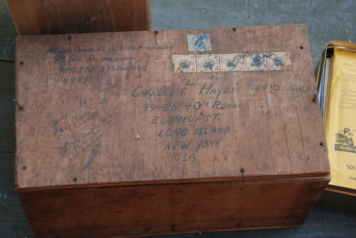Wooden Mailing Crate Addressed by Major Charles A. Koter, 9th Photo Reconnaissance Squadron, CBI Theater, WWII