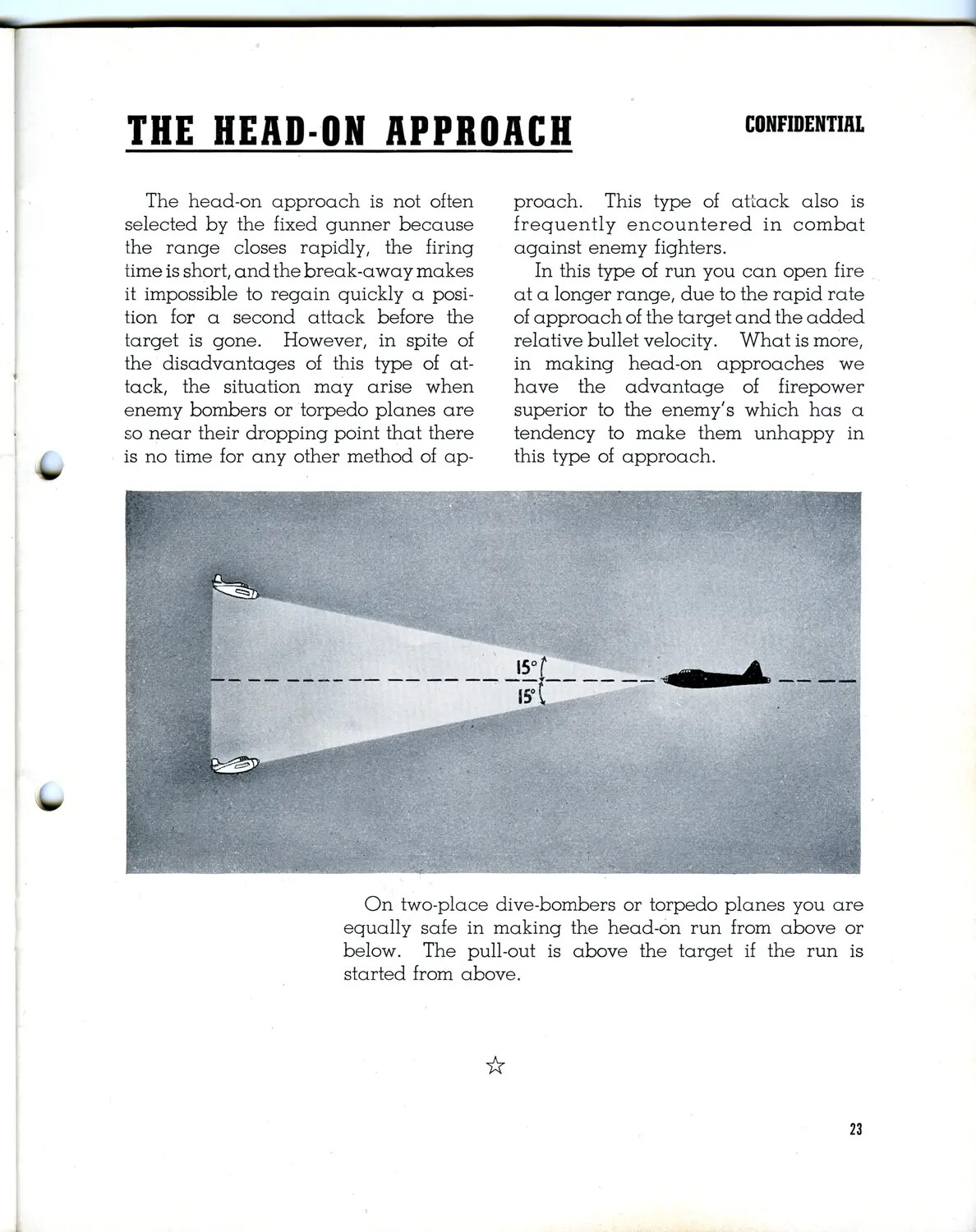 'The Head-On Approach' - Page 23 of a WWII Confidential Aerial Gunnery Training Manual