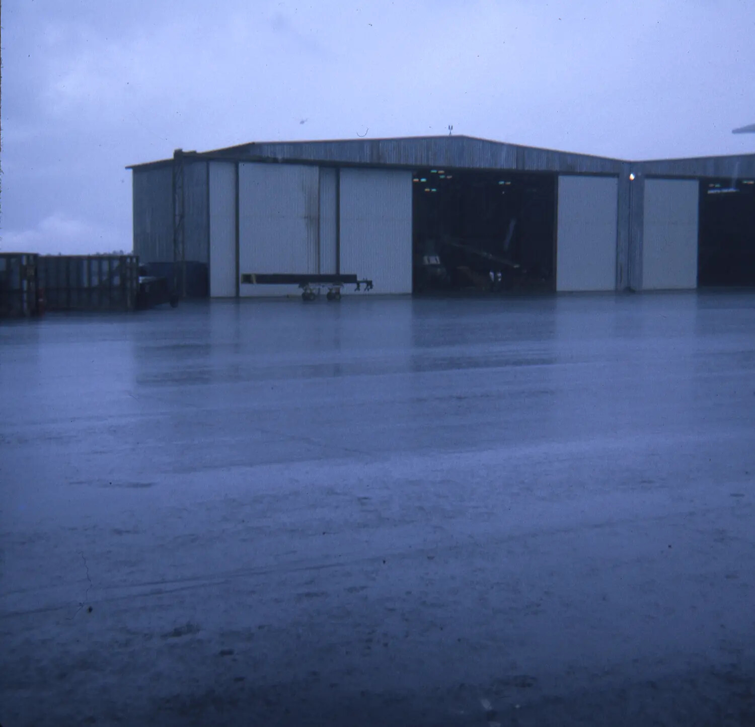 Aircraft Hangar in Rain, Vietnam Air Base, Vietnam War Era